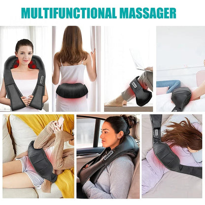 3D Shiatsu Neck & Shoulder Massager with Heat - Deep Kneading Massage Pillow