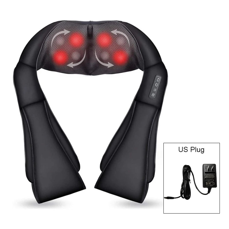 3D Shiatsu Neck & Shoulder Massager with Heat - Deep Kneading Massage Pillow