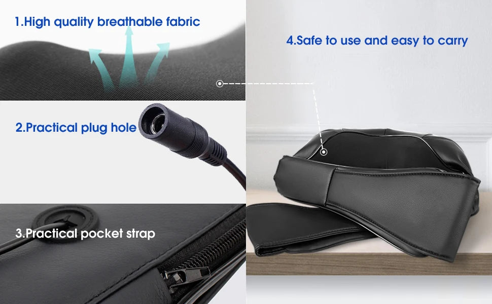 3D Shiatsu Neck & Shoulder Massager with Heat - Deep Kneading Massage Pillow