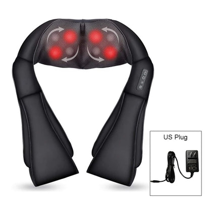 3D Shiatsu Neck & Shoulder Massager with Heat - Deep Kneading Massage Pillow