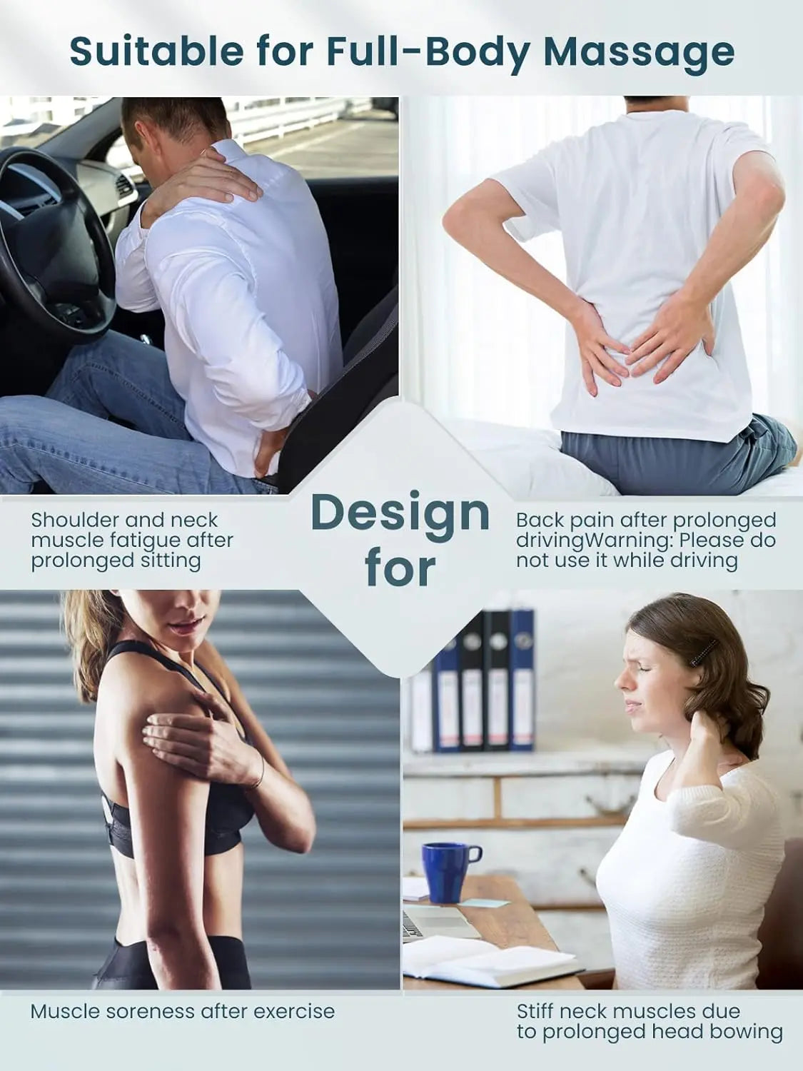 3D Shiatsu Neck & Shoulder Massager with Heat - Deep Kneading Massage Pillow